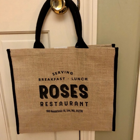 unbranded Other - Roses Restaurant burlap and Tote bag with black rope handle